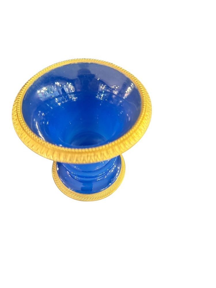 Jasmine Vase in Blue Linen Opaline, Charles X Period