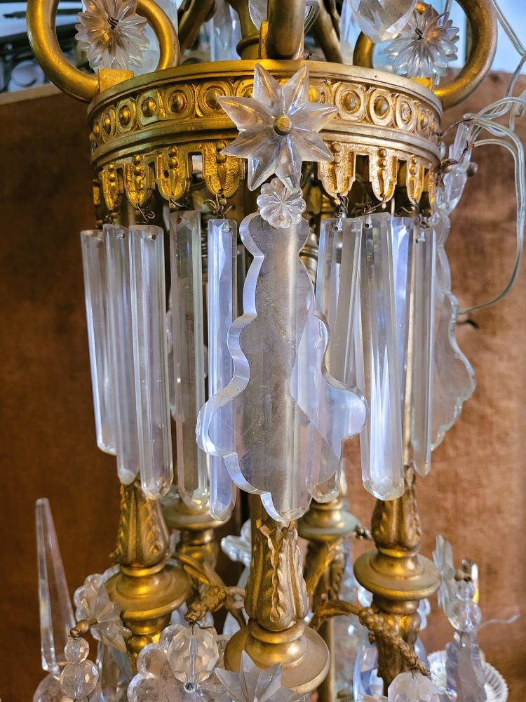 Large Chandelier in Gilt Bronze and Crystal, Napoleon III, Early 20th Century