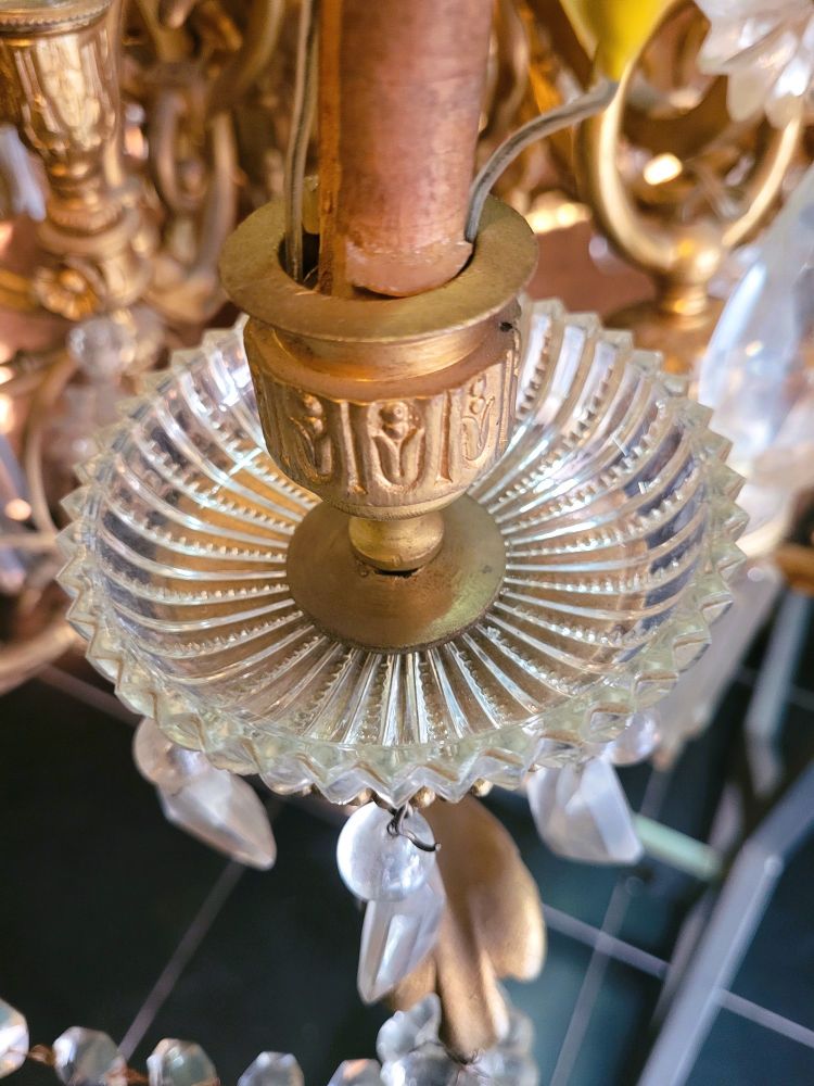 Large Chandelier in Gilt Bronze and Crystal, Napoleon III, Early 20th Century