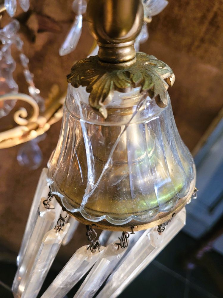 Large Chandelier in Gilt Bronze and Crystal, Napoleon III, Early 20th Century