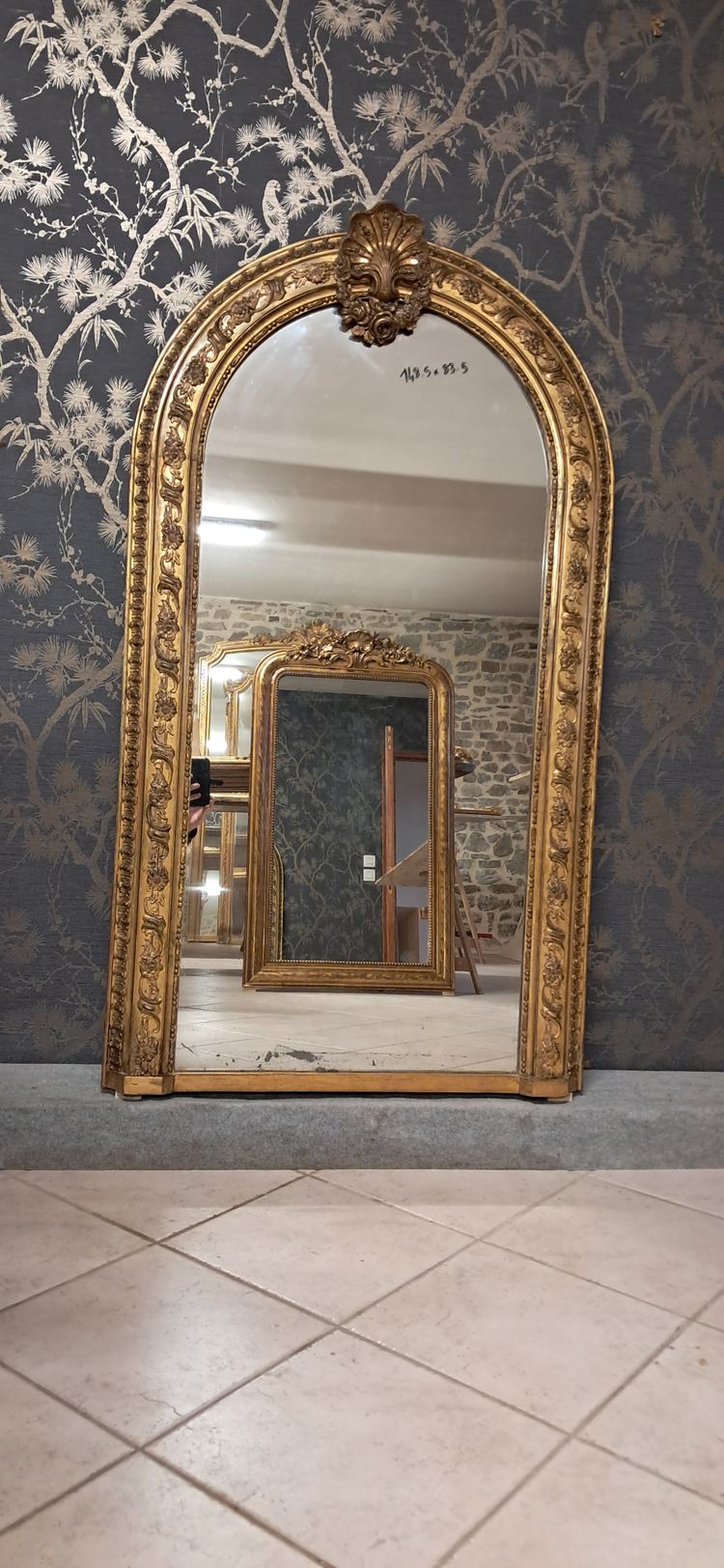 Miroir XIX forme ogive 148.5 x 83.5