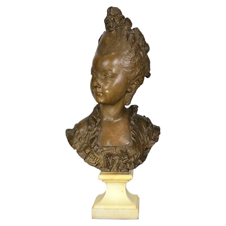 FERNAND CIAM 1886 - 1954 BUST OF A YOUNG WOMAN IN PATINATED TERRACOTTA ON A BASE