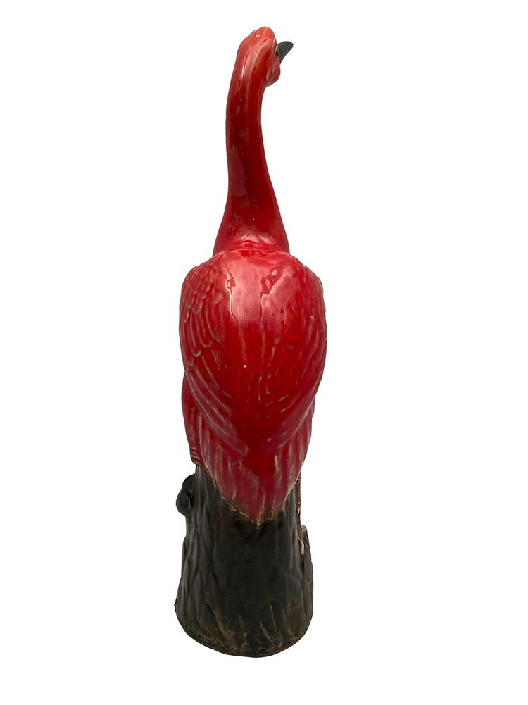 China, early 20th century, wading bird on its rock in enameled ceramic