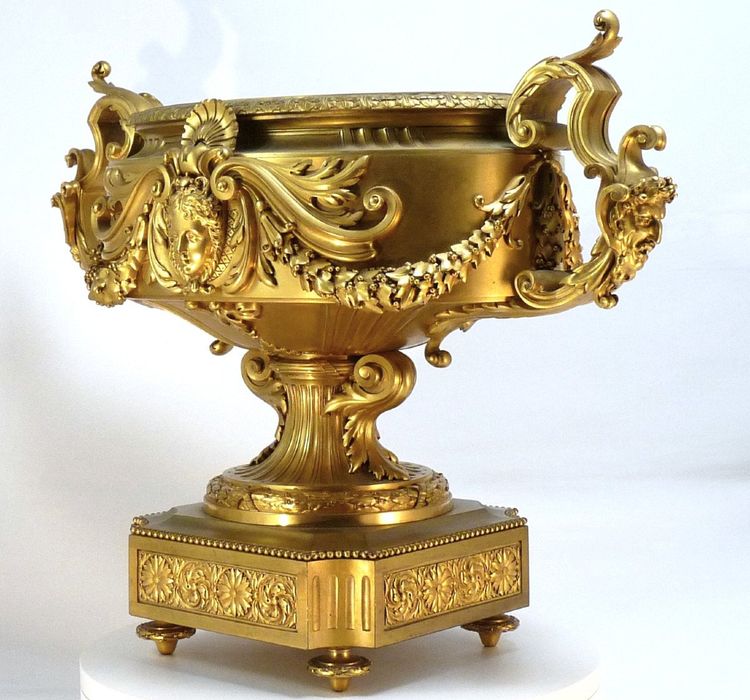 60CM Gilded bronze jardinière or centerpiece signed Barbedienne