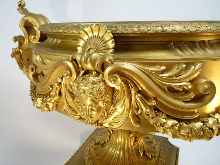 60CM Gilded bronze jardinière or centerpiece signed Barbedienne