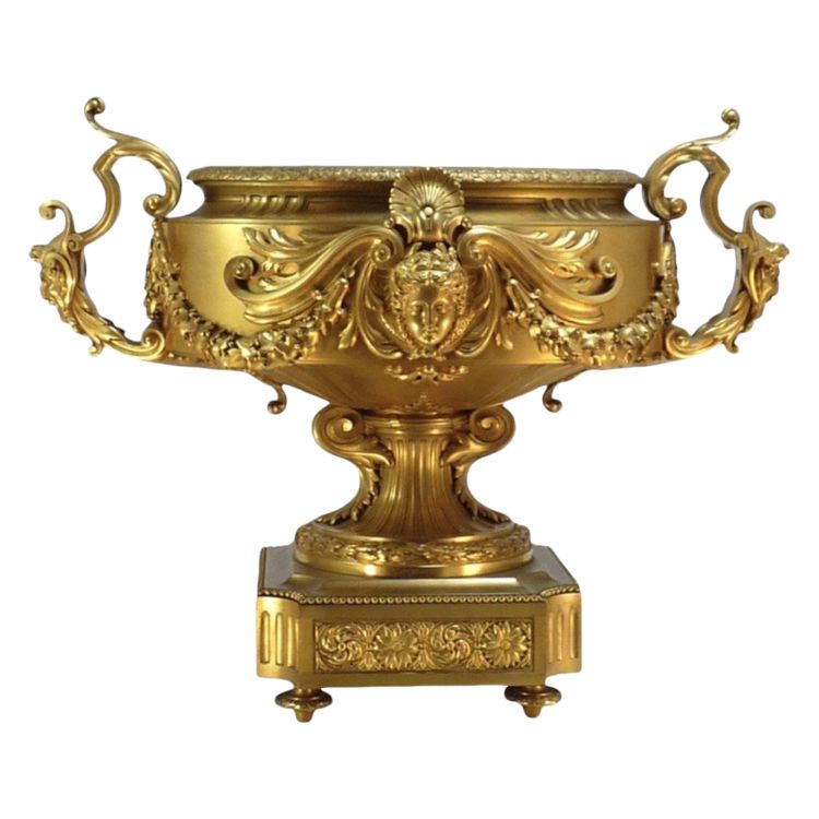 60CM Gilded bronze jardinière or centerpiece signed Barbedienne