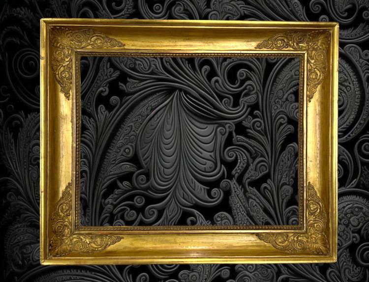 CORNICE PERIODO IMPERO XIX SECOLO IN LEGNO/STUCCO ORO PER DIPINTO 47,5 CM X 37 CM