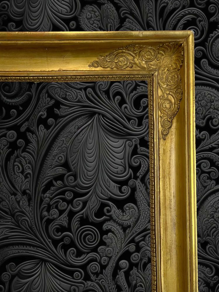 CORNICE PERIODO IMPERO XIX SECOLO IN LEGNO/STUCCO ORO PER DIPINTO 47,5 CM X 37 CM