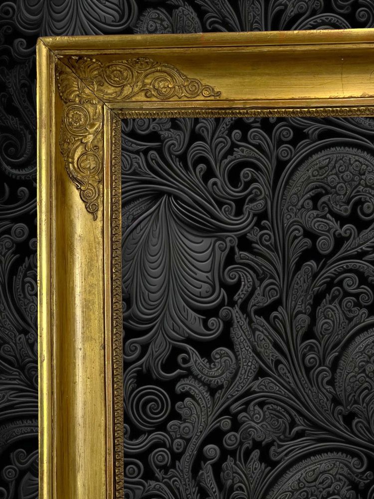 CORNICE PERIODO IMPERO XIX SECOLO IN LEGNO/STUCCO ORO PER DIPINTO 47,5 CM X 37 CM