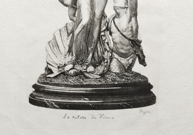 Gravure Mythologique Ancienne Venus Par Paul Adolphe Rajon  19ème