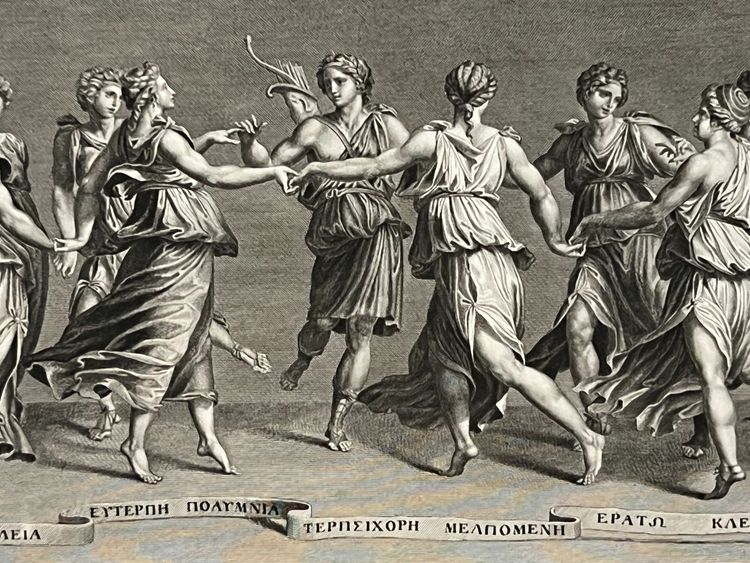 Apollo and the Muses, Julius Romanus, Roman School, Etching