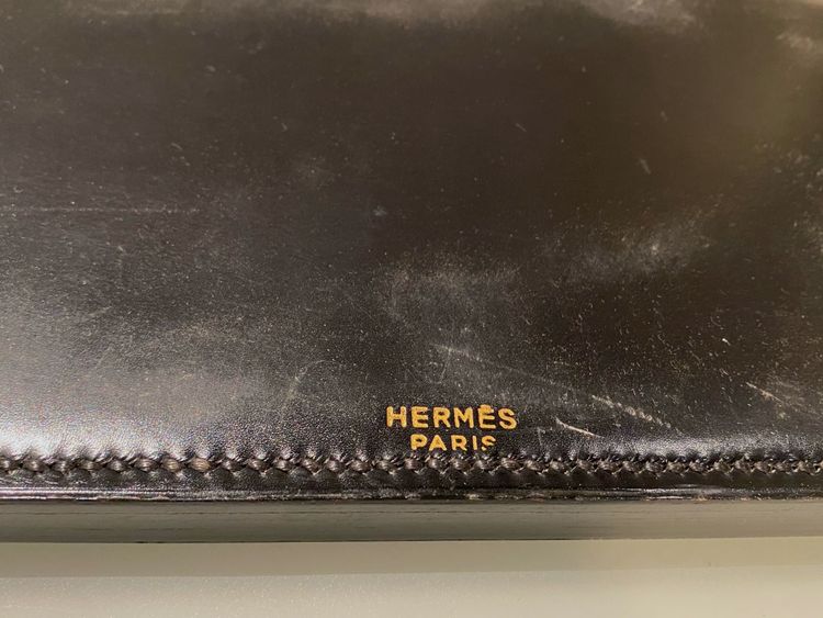 Porte stylo/vide poche Hermès Paris Dupré Lafon gainé de cuir piqué sellier