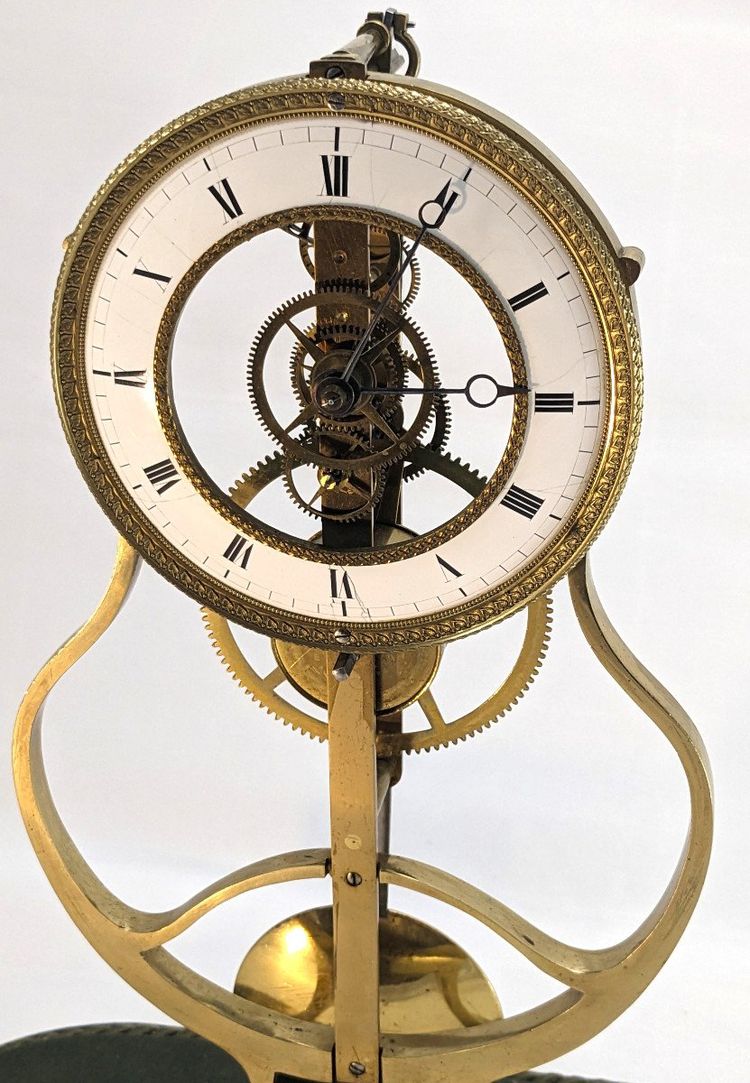 Beautiful 19th century Skeleton Clock, "Keyhole Frame" model