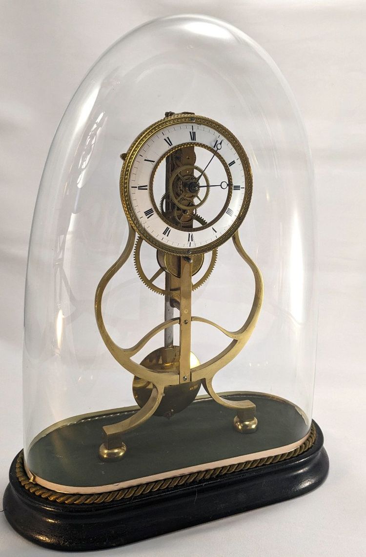 Beautiful 19th century Skeleton Clock, "Keyhole Frame" model