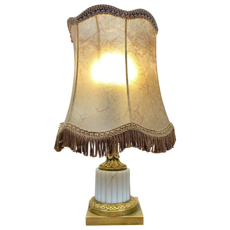 Louis XVI Style Opaline and Bronze Table Lamp - Circa 1950