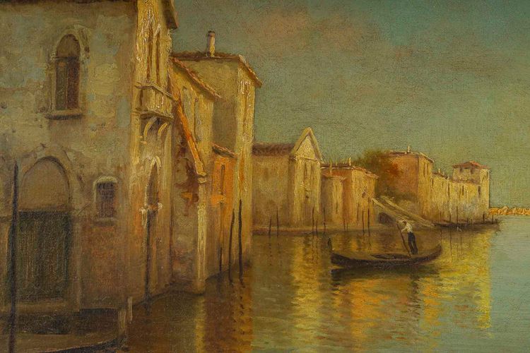 Alphonse Lecoz Venice and its Canals oil on canvas circa 1890-1900