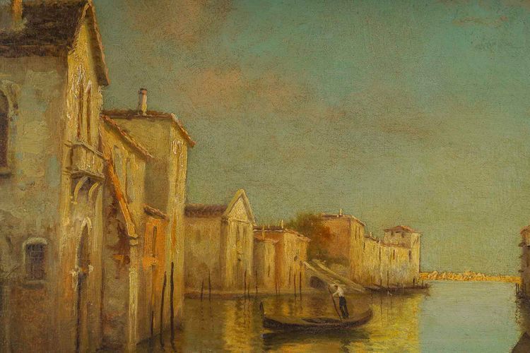 Alphonse Lecoz Venice and its Canals oil on canvas circa 1890-1900