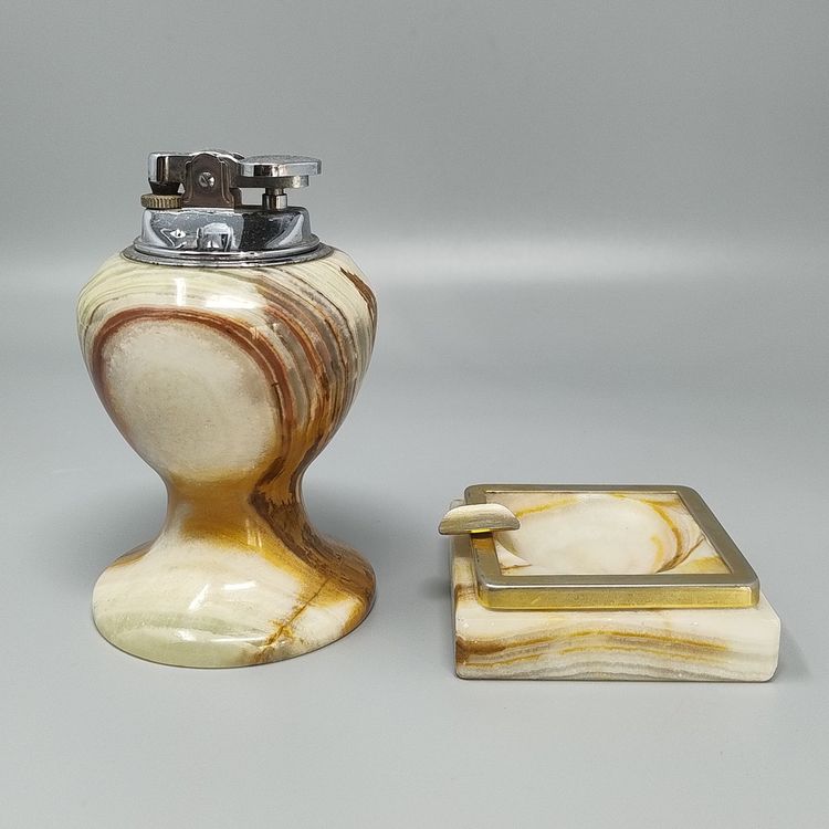 1960s Gorgeous Smoking Set in Onyx. Made in Italy