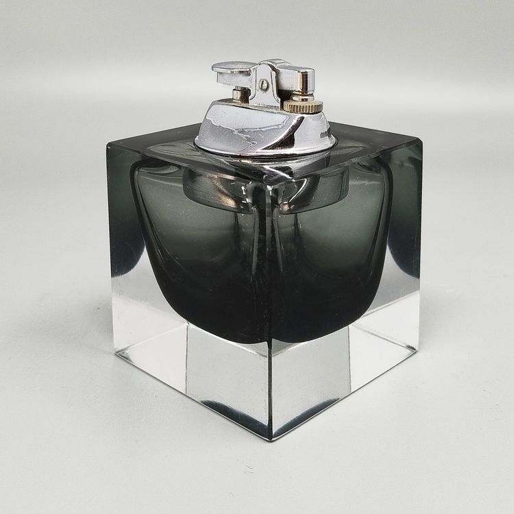 1960s Stunning Grey Table Lighter in Murano Sommerso Glass By Flavio Poli for Seguso