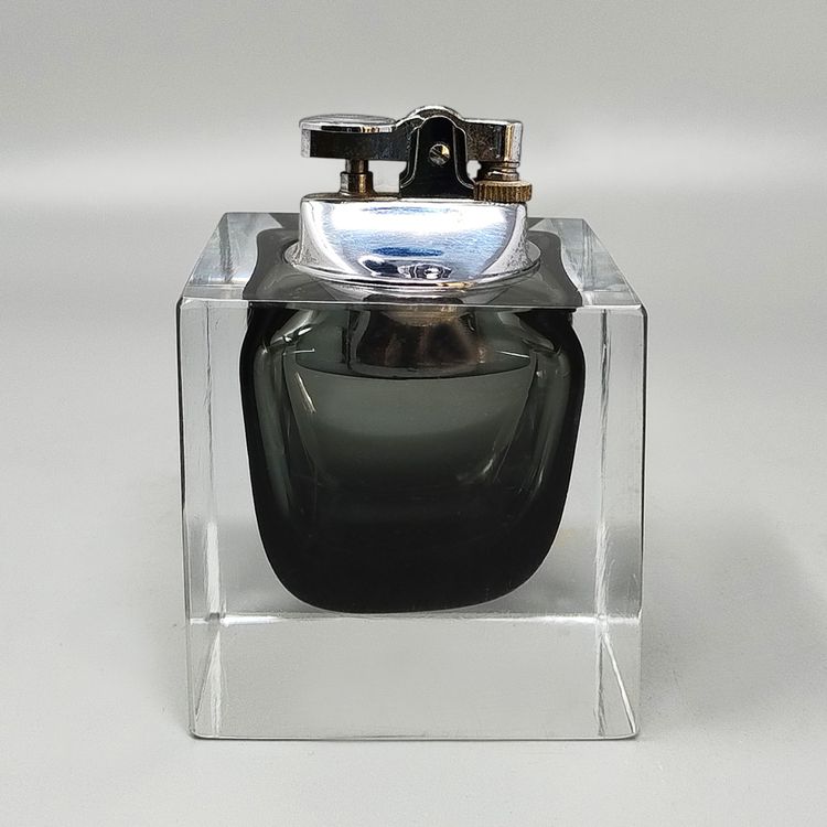 1960s Stunning Grey Table Lighter in Murano Sommerso Glass By Flavio Poli for Seguso