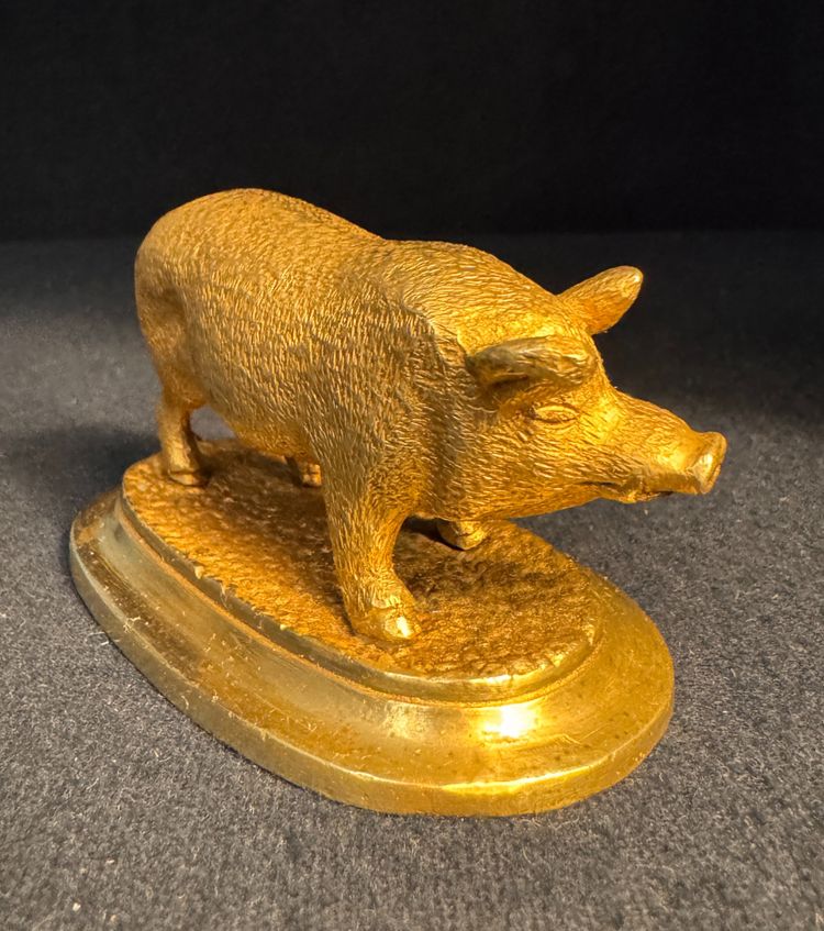 Gilded bronze animal sculpture ‘Pig’ late 19th century