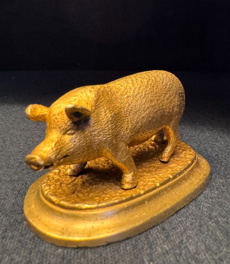 Gilded bronze animal sculpture ‘Pig’ late 19th century