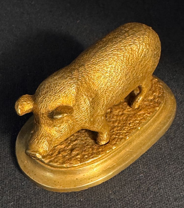 Gilded bronze animal sculpture ‘Pig’ late 19th century