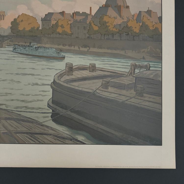 Lithographie par Henri Rivière Paysages Parisiens - L'Institut et la Cité