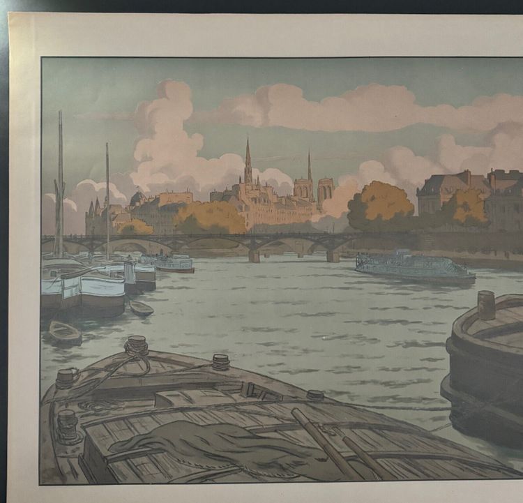 Lithographie par Henri Rivière Paysages Parisiens - L'Institut et la Cité