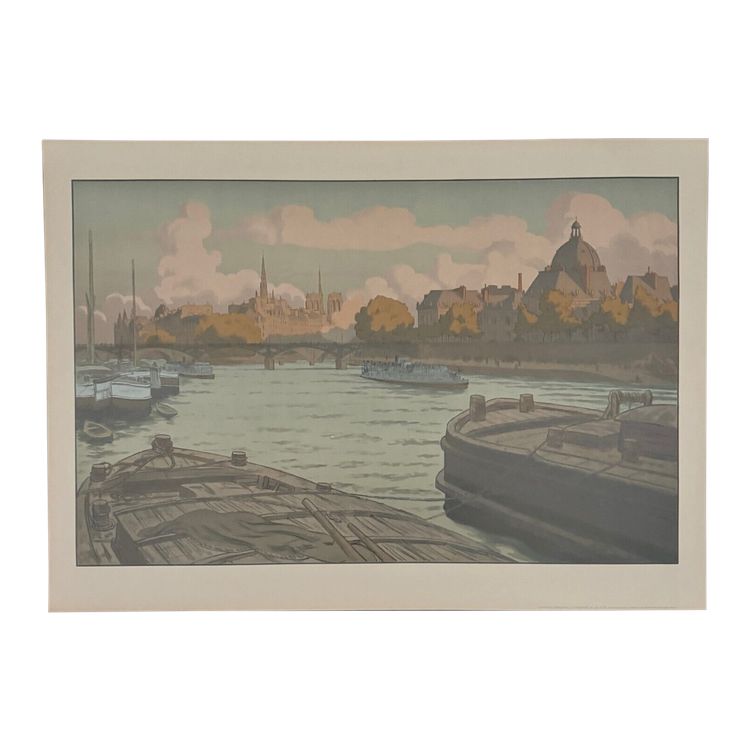 Lithographie par Henri Rivière Paysages Parisiens - L'Institut et la Cité