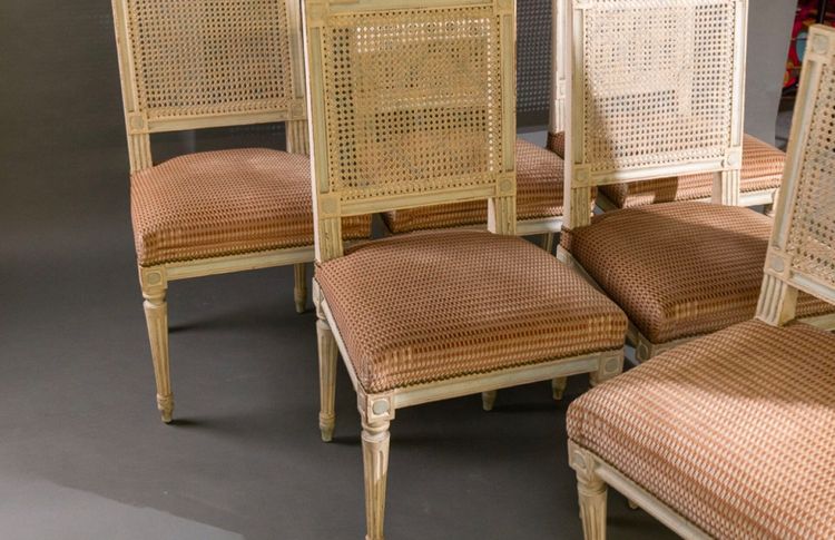 Set of six Louis XVI lacquered chairs