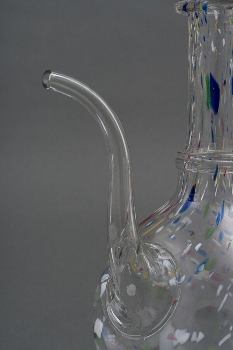 18th century blown glass carafe Color inclusions Shower base