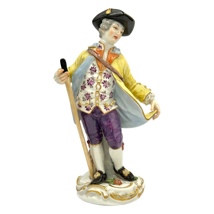 Meissen - porcelain figure of a child gardener with shepherd's crook