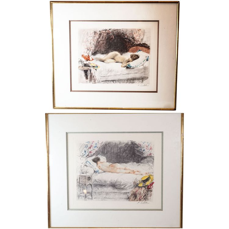 Antoine CALBET, Lithographs, PAIR OF NUDES, front and back