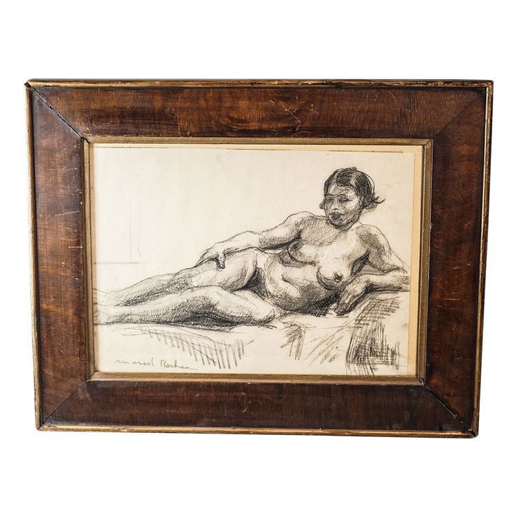 Marcel ROCHER, 1890- 1959, Charcoal, Female nude