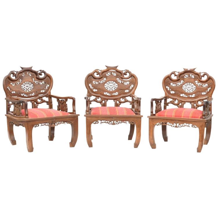 3 Chinese armchairs