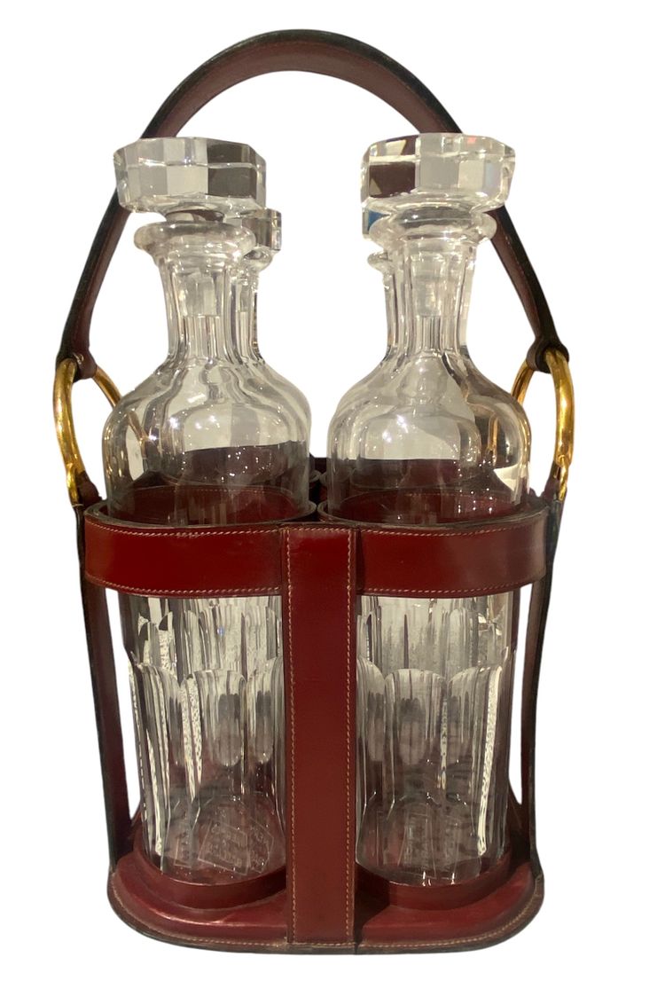 Hermès liqueur service 4 Baccarat crystal carafes