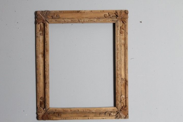 Antique carved solid wood frame from the 17th – 18th century. Size: 54.3 x 43.1 cm.