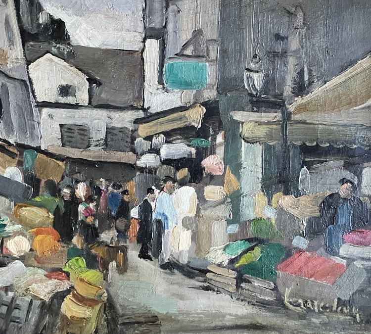 Orientalist painting souk of Tunis Lazare Levy