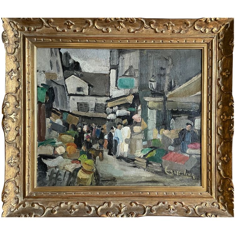 Orientalist painting souk of Tunis Lazare Levy