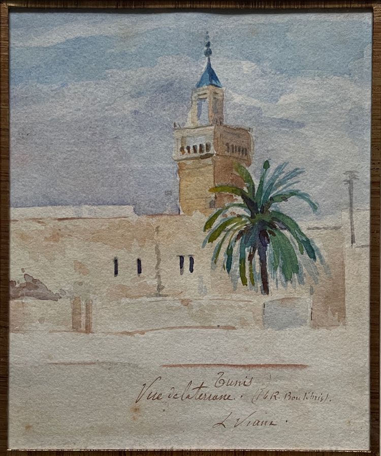 Einfache Aquarelle, Blick von der Terrasse 14, Rue Bou Khris. Louis-Gabriel Viaux