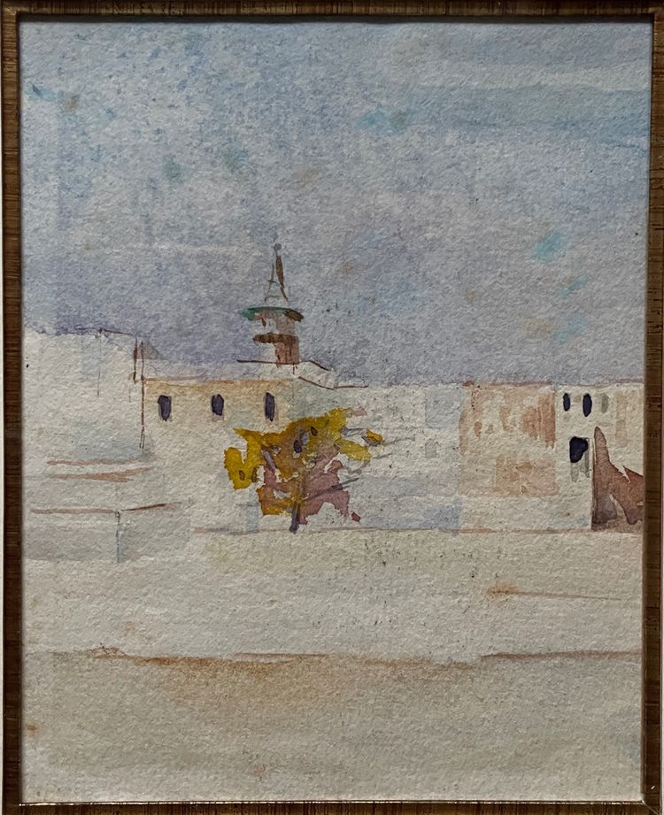 Einfache Aquarelle, Blick von der Terrasse 14, Rue Bou Khris. Louis-Gabriel Viaux