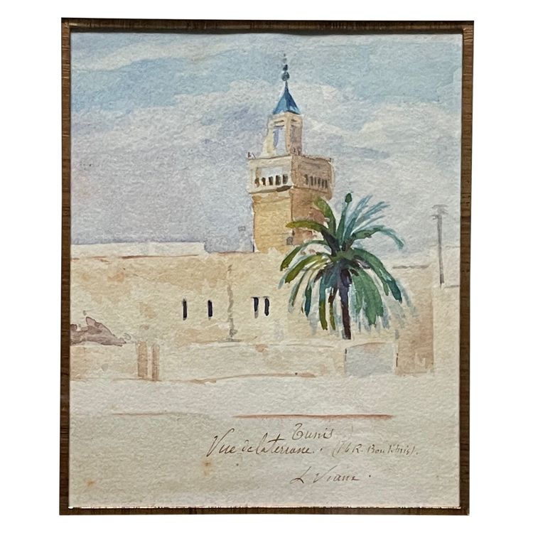 Einfache Aquarelle, Blick von der Terrasse 14, Rue Bou Khris. Louis-Gabriel Viaux