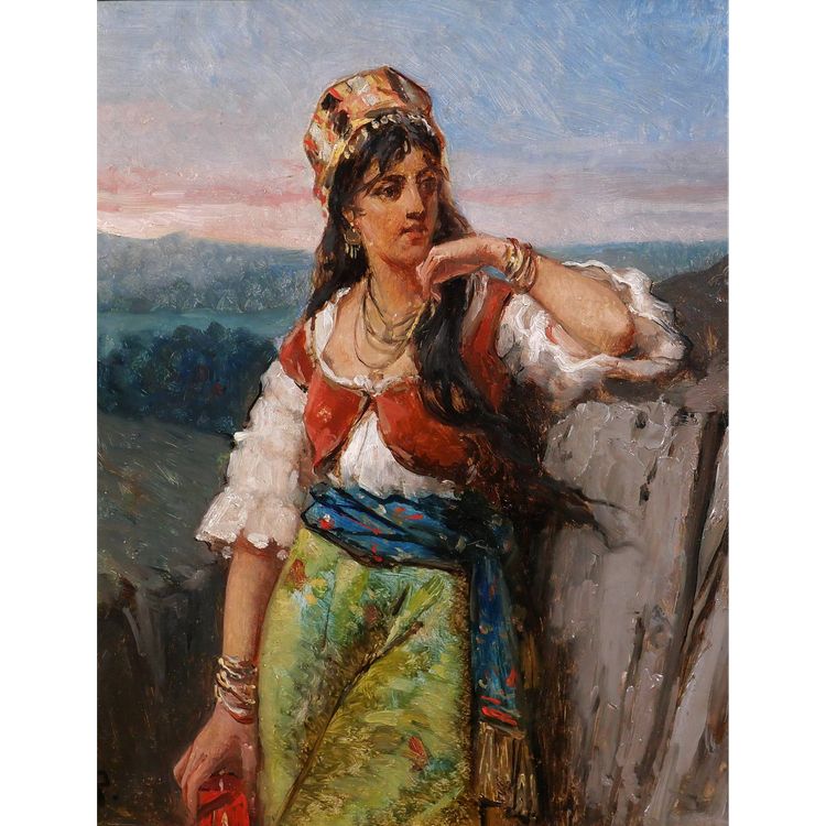 Jan PORTIELJE 1829-1908 Portrait of an Italian woman, painting, circa 1870-80, Italy