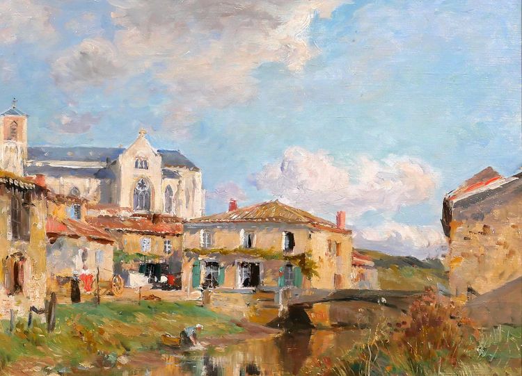 Edmond PETITJEAN 1844-1925 Talmont, Vendée, landscape, painting, circa 1890, impressionism