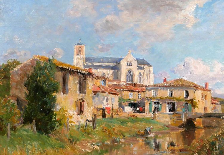 Edmond PETITJEAN 1844-1925 Talmont, Vendée, landscape, painting, circa 1890, impressionism