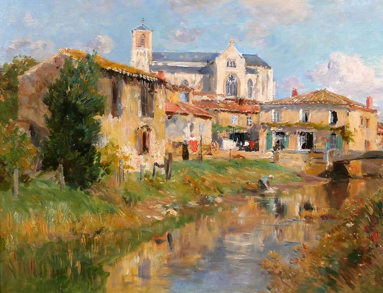 Edmond PETITJEAN 1844-1925 Talmont, Vendée, landscape, painting, circa 1890, impressionism