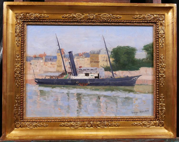 Georges Maigret 1846-1929 Trouville, the boat of Le Havre, painting, circa 1880-90, Normandy