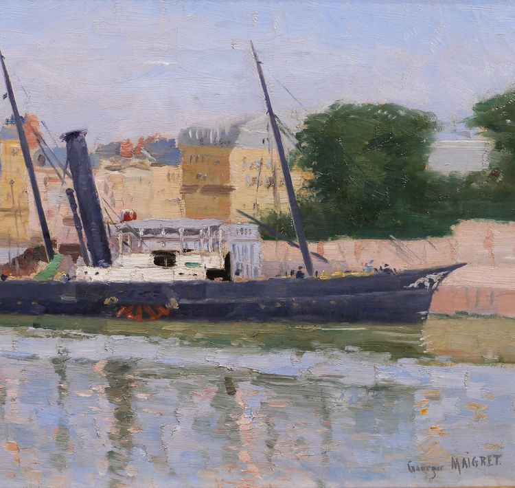 Georges Maigret 1846-1929 Trouville, the boat of Le Havre, painting, circa 1880-90, Normandy