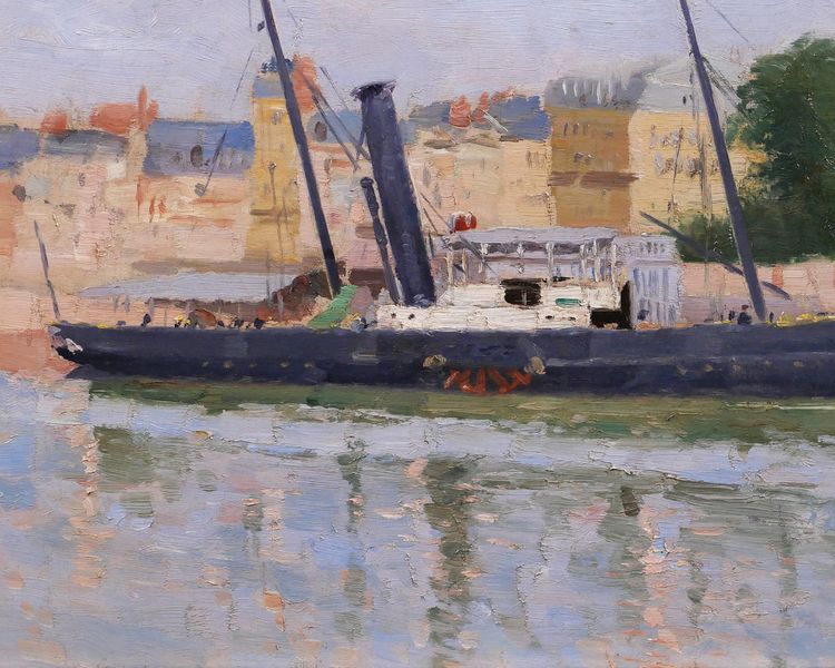 Georges Maigret 1846-1929 Trouville, the boat of Le Havre, painting, circa 1880-90, Normandy